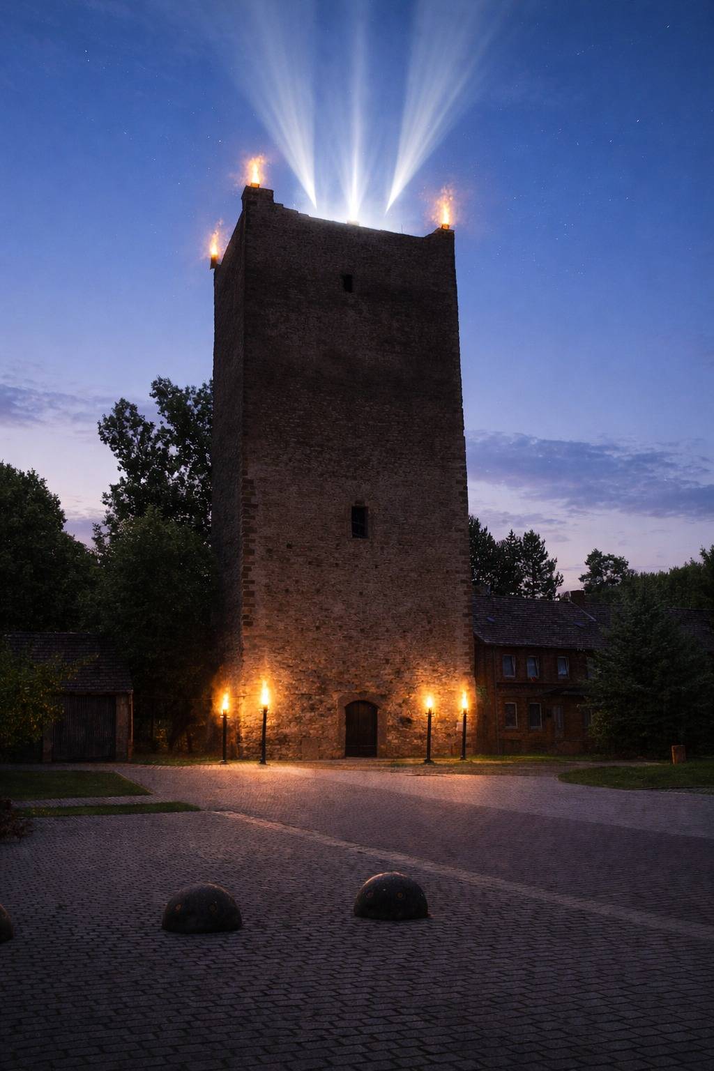 Turm in Flammen